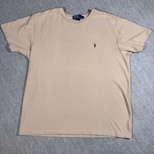 POLO RALPH LAUREN Vintage Shirt Men L Beige Cotton Pony Logo Preppy